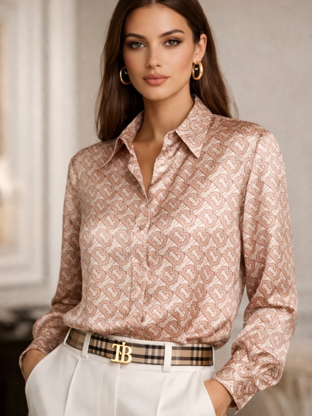 Burberrys Silk Juliette Blouse – Pale Copper Pink – Size US 8 – NWT